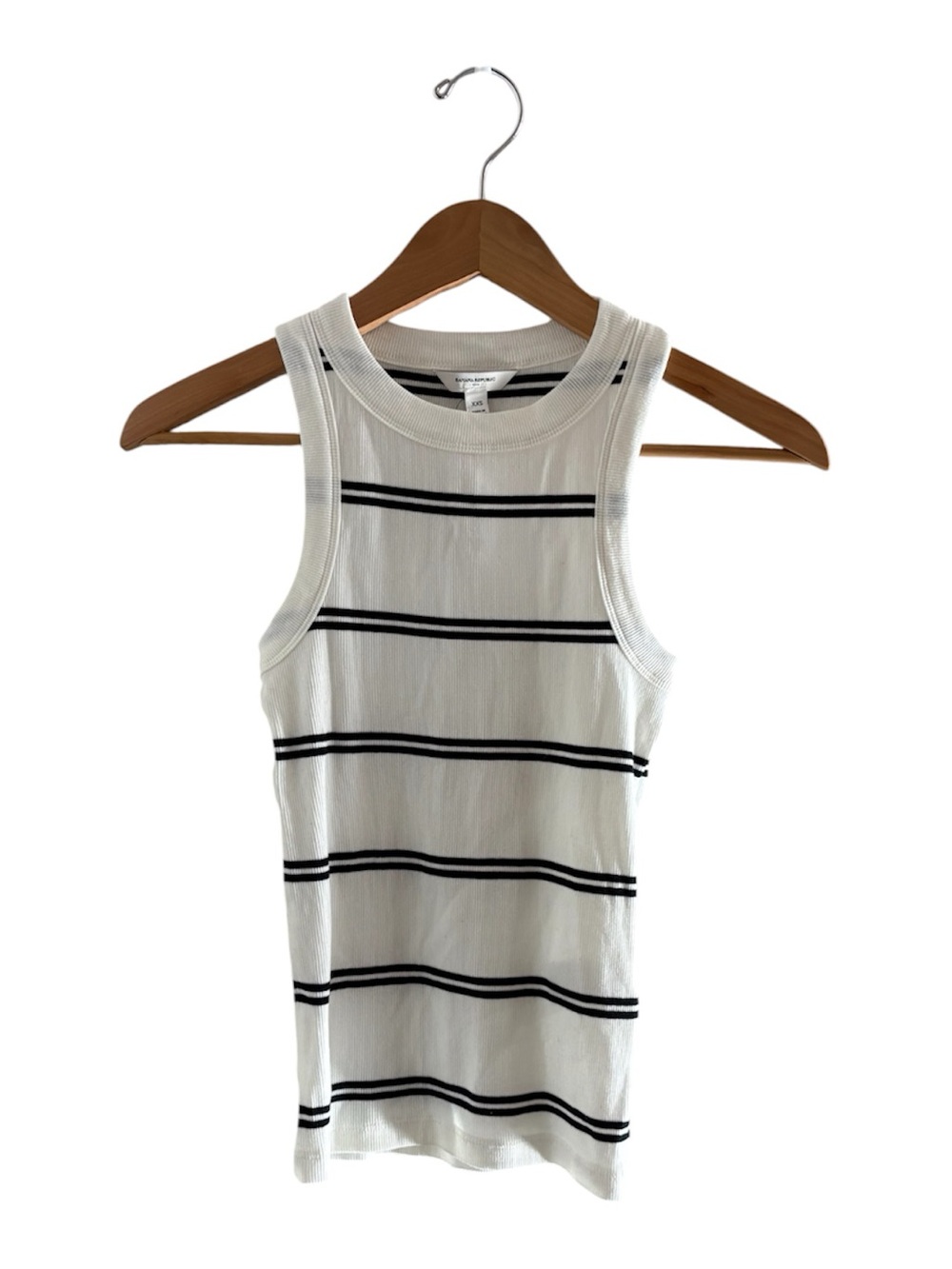 Banana Republic White Tank with Black Horizontal Stripes